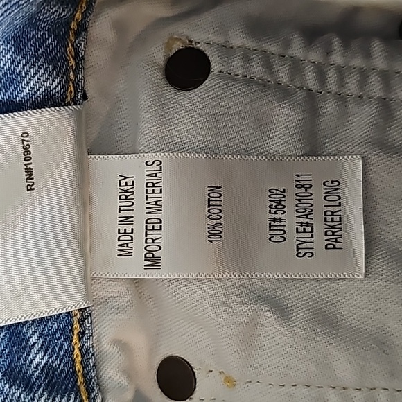 Agolde 24 Long Parker Shorts Distressed button fly cut offs - Picture 10 of 10